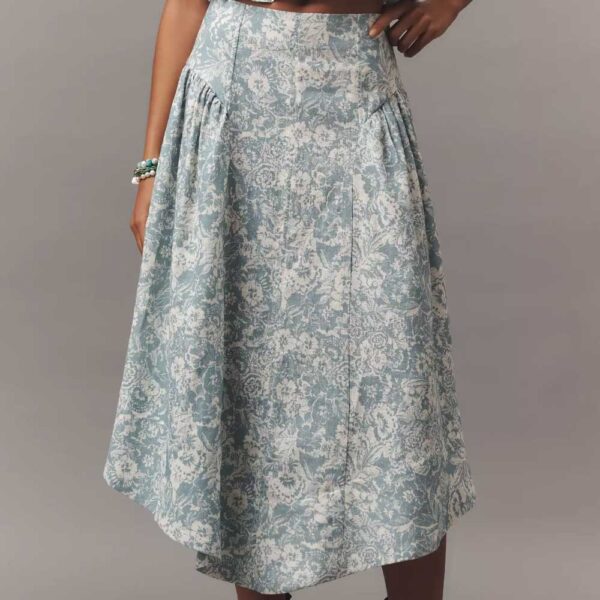 By Anthropologie Linen Midi Skirt
