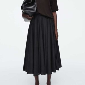 CIRCLE-CUT MIDI SKIRT Black
