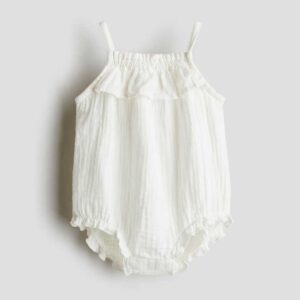 Cotton Muslin Romper Suit White