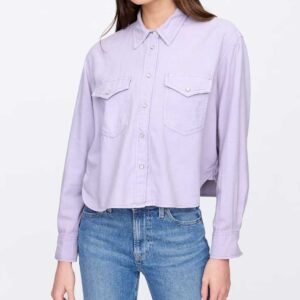 Cropped Denim Western Shirt Dusty Lilac