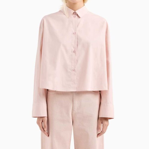 Cropped shirt with pleated voile back