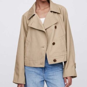 Cropped Trench Cargo Khaki