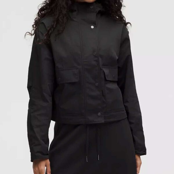 Cropped Utility Windbreaker Black