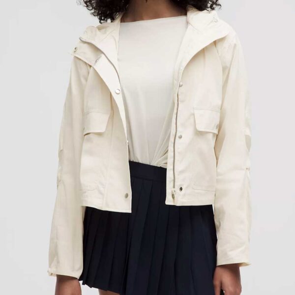 Cropped Utility Windbreaker Light Ivory
