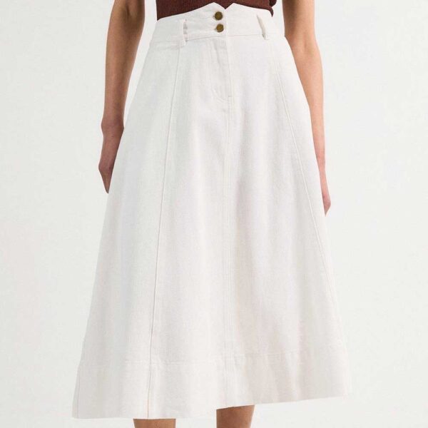 Denim High Waist Full Midi Skirt