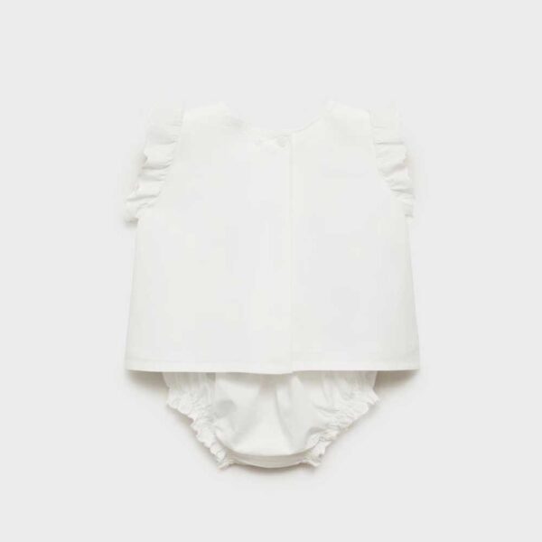 Dress and frog with embroidered details Off White