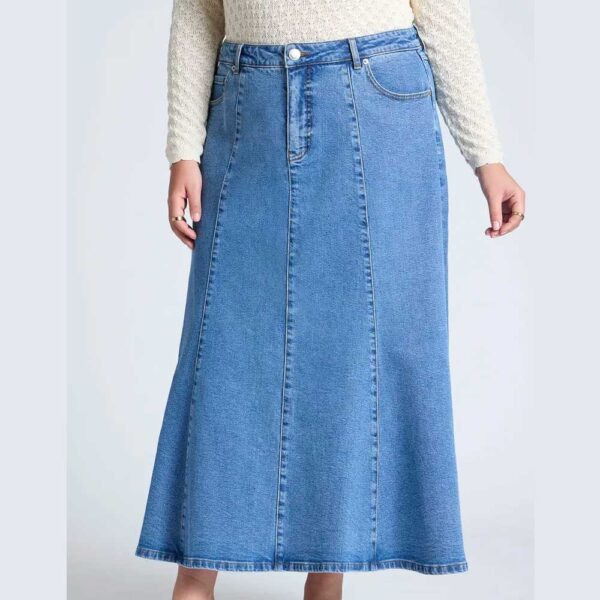 ELOQUII Paneled Denim Maxi Skirt