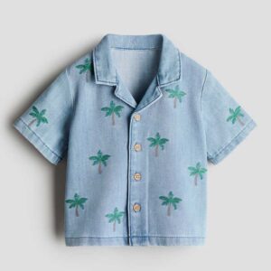 Embroidered-Detail Denim Shirt