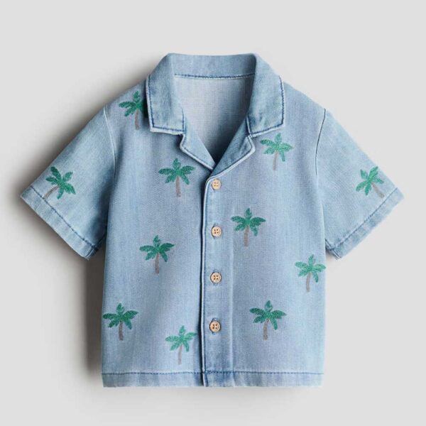 Embroidered-Detail Denim Shirt