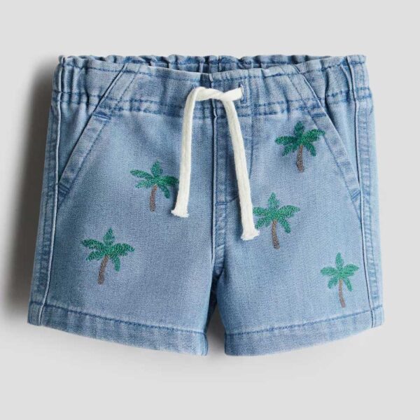 Embroidered-Detail Denim Shorts