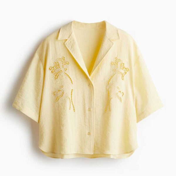 Eyelet Embroidered Shirt Light yellow