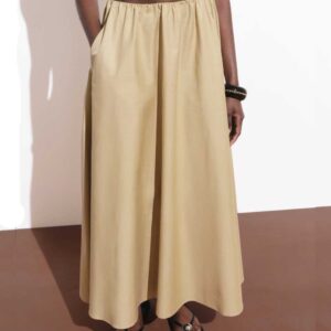 Flared cotton skirt Beige