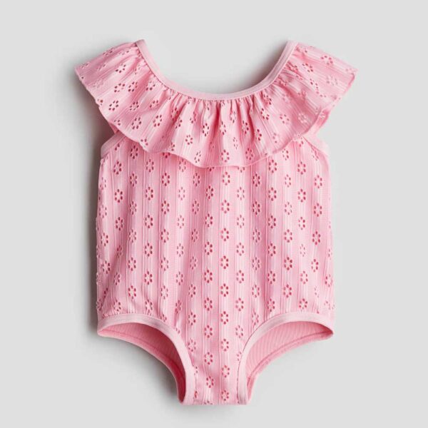Flounce-trimmed Swimsuit Pink