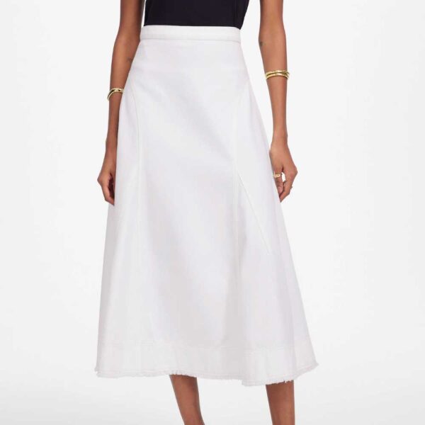 Fluted Midi Skirt in Tile White
