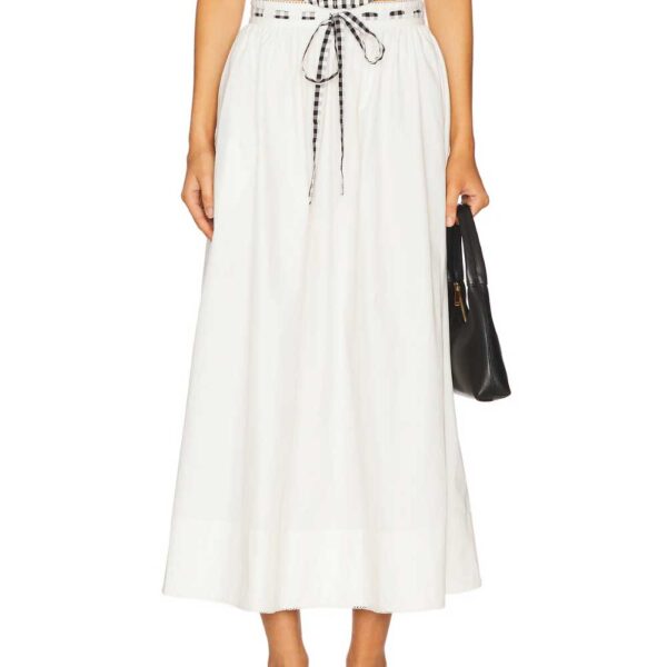 For Love & Lemons Georgia Poplin Midi Skirt