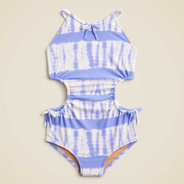 Girls' side-cutout one-piece swimsuit