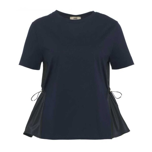 Herno Contrast-Panel Drawstring Waist T-Shirt Navy
