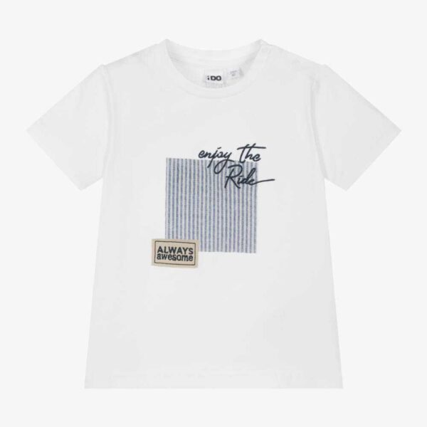 iDO Baby Boys White Cotton Slogan T-Shirt