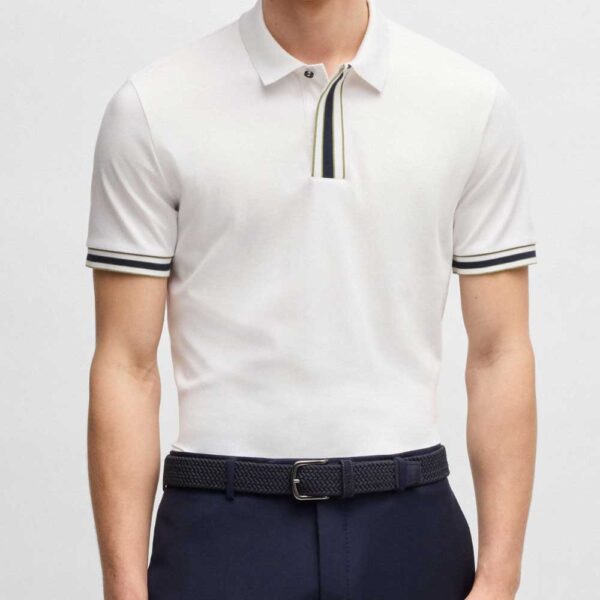 Interlock-cotton polo shirt with contrast tipping