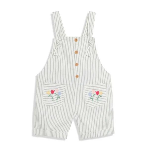 JOJO MAMAN BEBE Stripe Floral Embroidered Cotton Shortalls