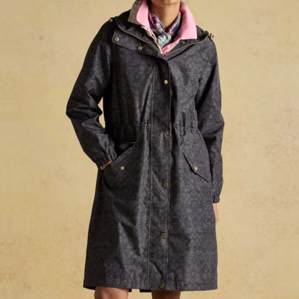 Joules Holkham Black Waterproof Packable Raincoat With Hood