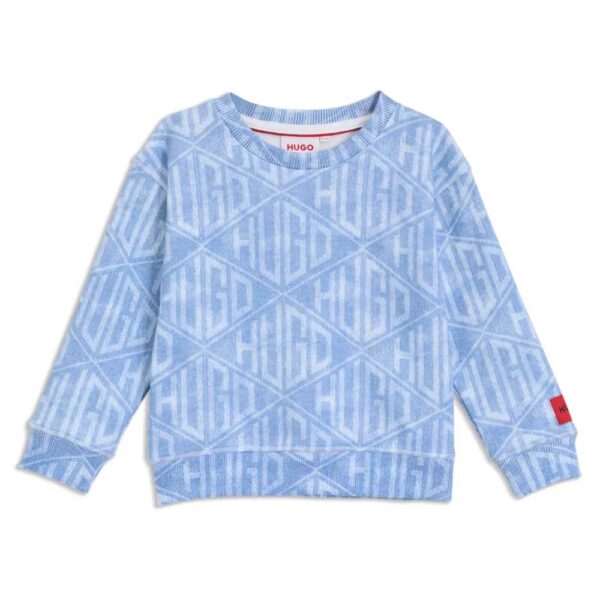 Kids' loose-fit sweatshirt with denim-effect geometric logos