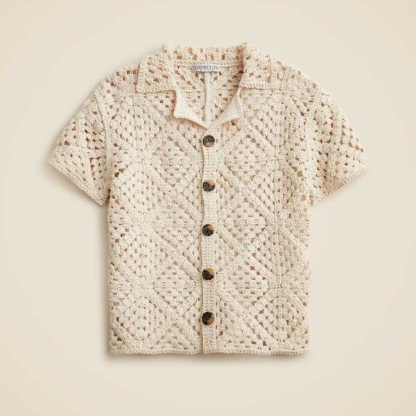 Kids' short-sleeve crochet camp shirt
