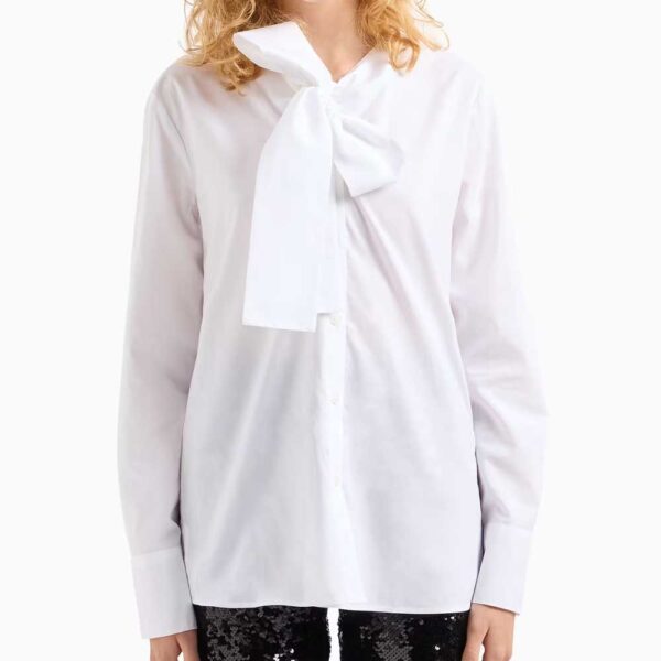 Lyocell blend shirt with bow on the neck