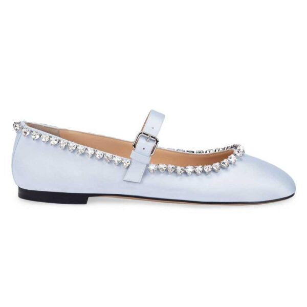 Mach & Mach Audrey Embellished Satin Mary Jane Ballet Flats