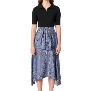 Maje Layered Effect Patterned Dress Blue Bandana Print