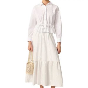Maje Short Embroidered Shirt White