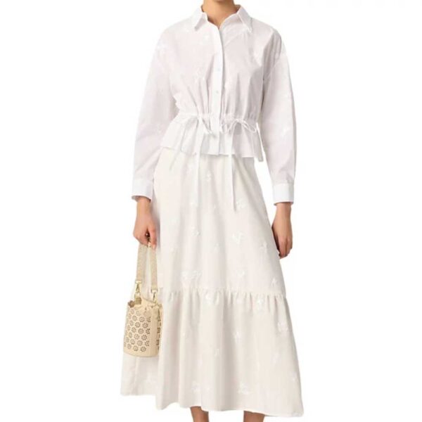 Maje Short Embroidered Shirt White