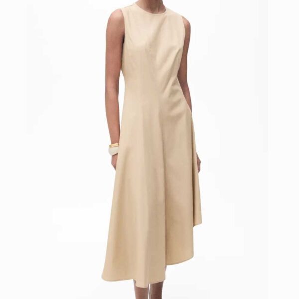 MANGO Asymmetric Midi Dress Ecru