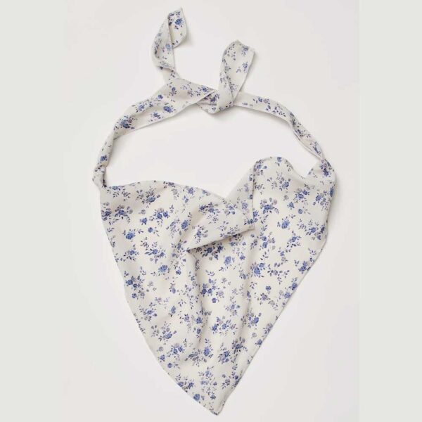 Miss Sunshine Hair Scarf Blue Floral Ivory