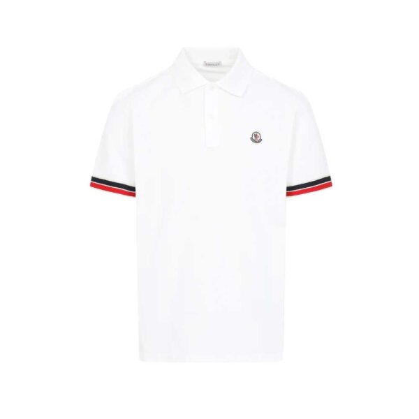 Moncler Logo Patch Short Sleeved Polo Shirt White
