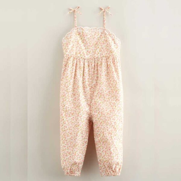 Nordstrom Scalloped Floral Romper White- Pink Petite Floral