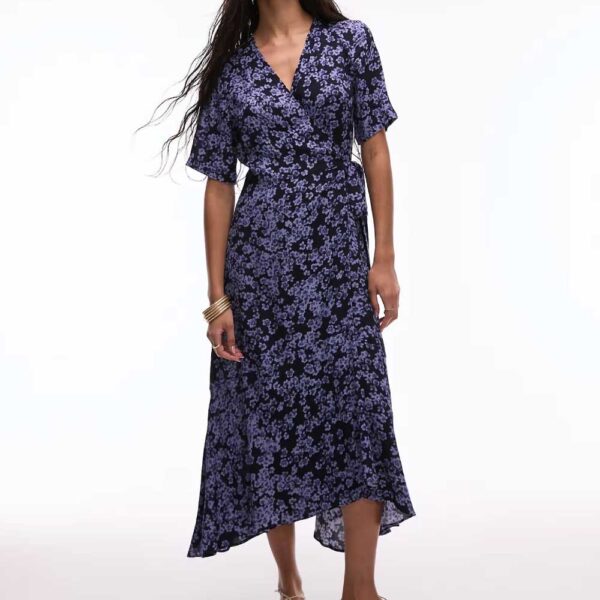 & Other Stories midaxi wrap dress in abstract ditsy floral print