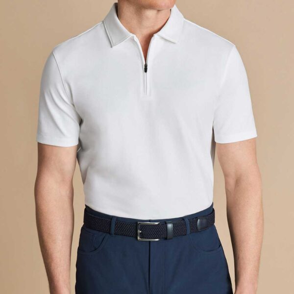 Performance Zip Neck Polo - White