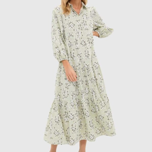 Pomander Place Green Ditsy Floral Mabel Maxi Dress