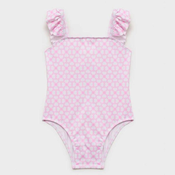 Printed swimsuit with ruffled straps Pink