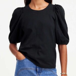 Puff-Sleeve Tee Jet black