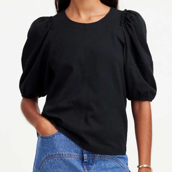 Puff-Sleeve Tee Jet black