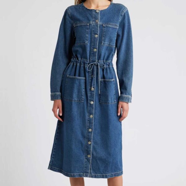 Rails Elysian Long Sleeve Denim Midi Shirtdress