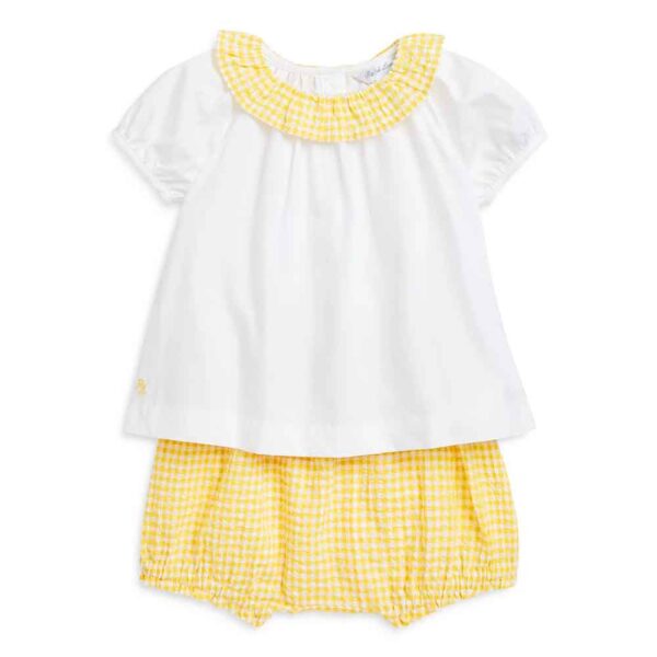 Ralph Lauren Girls' Top & Gingham Seersucker Short Set
