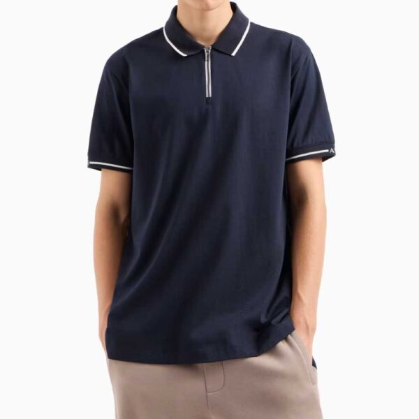 Regular fit polo shirt with zip and contrasting profiles