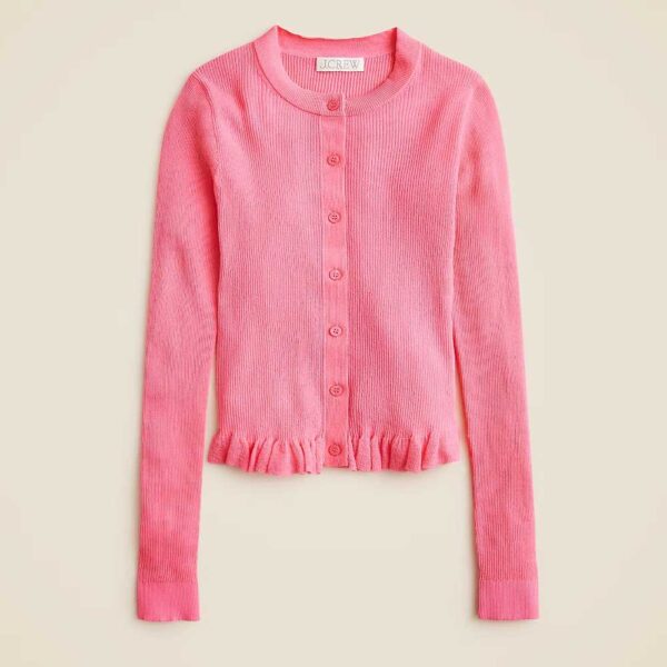 Ruffle-trim cotton gauze cardigan