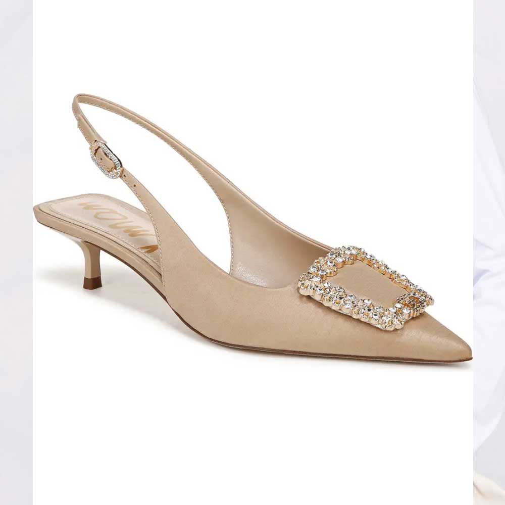 Sam Edelman Kaitlyn Slingback Pointed Toe Kitten Heel Pump