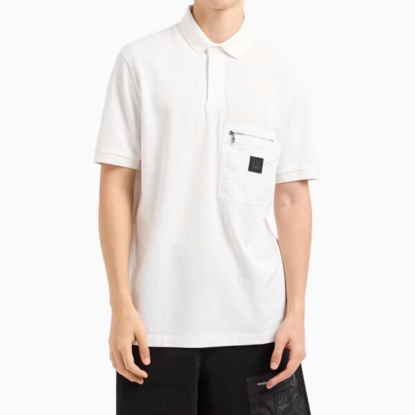 Short-sleeved cotton polo with pocket