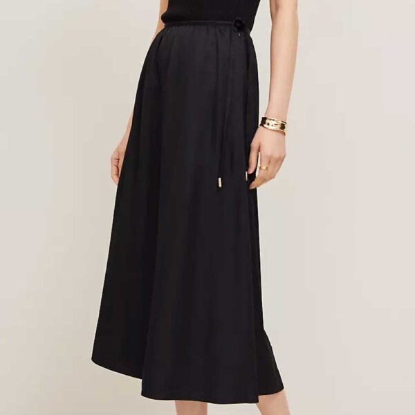Side-Tie Midi Skirt Black