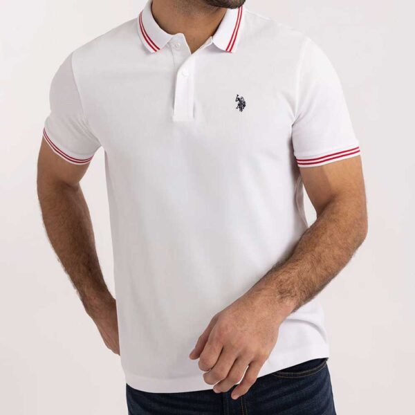 SNAP BUTTON TIPPED PIQUE POLO SHIRT